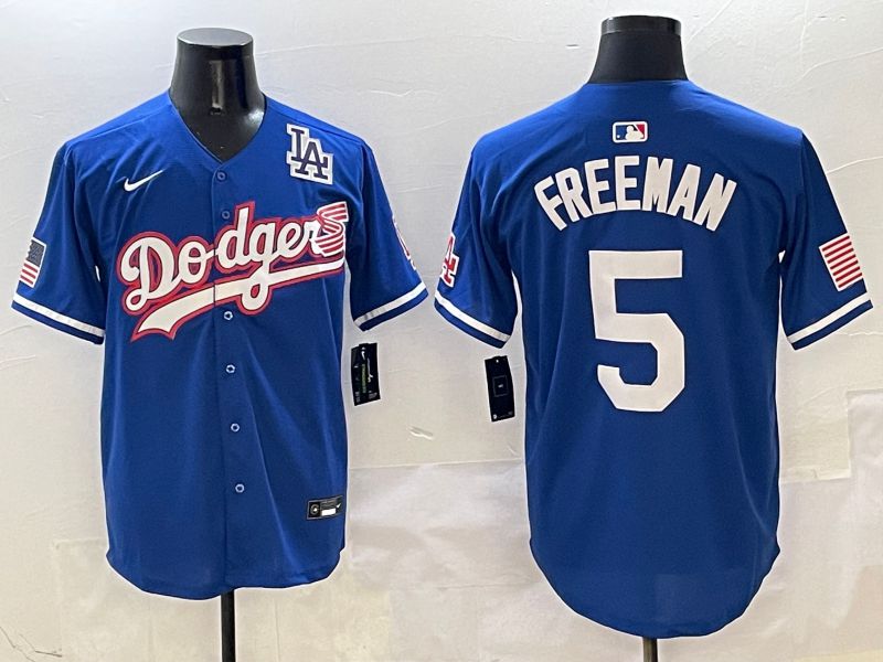 Men Los Angeles Dodgers 5 Freeman Blue Second generation Joint Name Nike 2025 MLB Jersey style 9